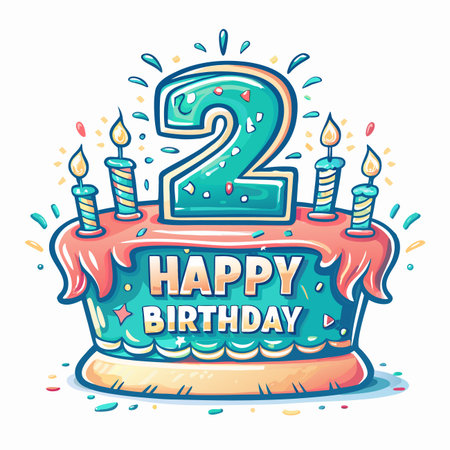 Happy 2nd Birthday Cakeのイラスト素材