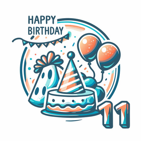 Happy 11th Birthday Graphicのイラスト素材