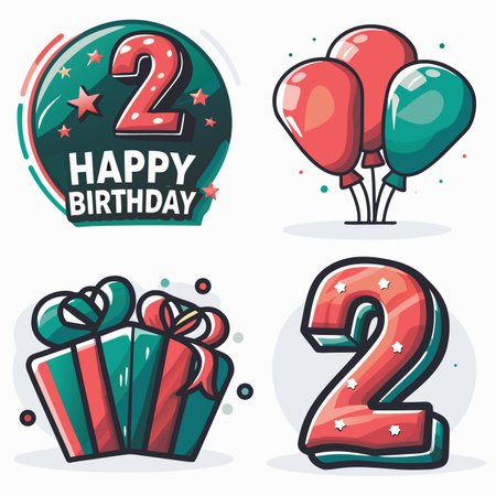 Happy 2nd Birthday Graphicsのイラスト素材