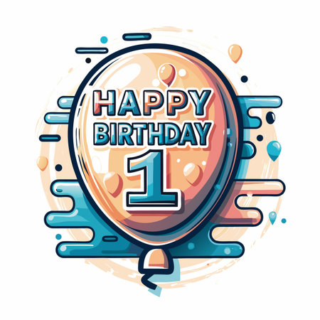 Happy 1st Birthday Balloon (1)のイラスト素材