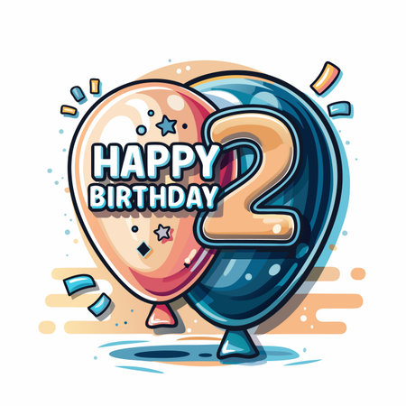 Happy 2nd Birthday Balloonsのイラスト素材