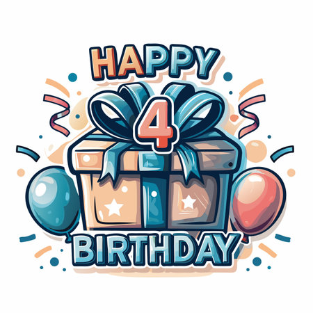 Happy 4th Birthdayのイラスト素材