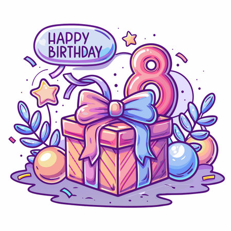 Birthday Gift Illustrationのイラスト素材