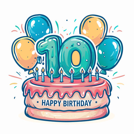Happy 10th Birthday Cake (1)のイラスト素材