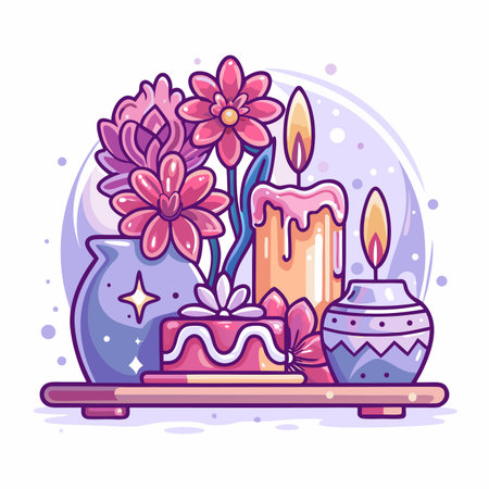 Floral Candlesのイラスト素材