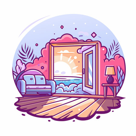 Open Door to a Beachのイラスト素材