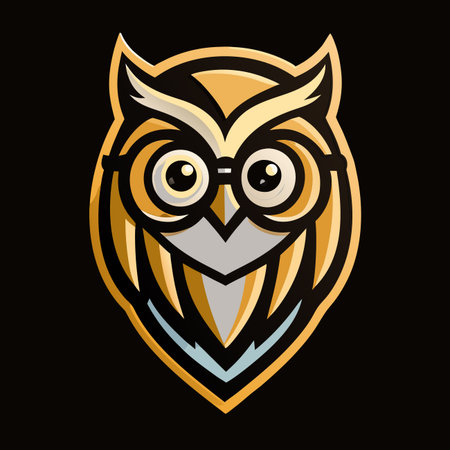 Owl with glasses. Cartoon, vector, character illustrationのイラスト素材