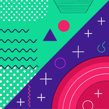 Vibrant abstract artwork featuring geometric shapes and bold colorsのイラスト素材