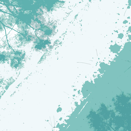 Abstract teal foliage and splatter paint designのイラスト素材