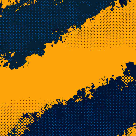 Abstract graphic design with bold yellow and blue halftoneのイラスト素材