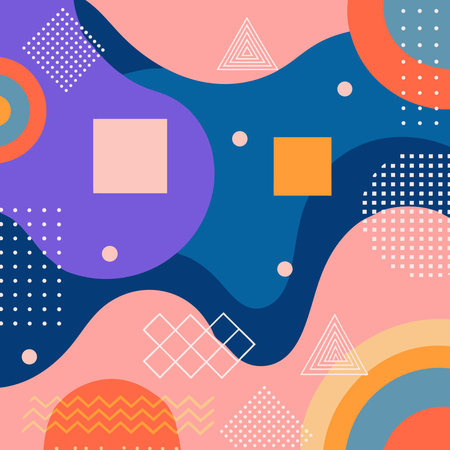 Abstract art featuring vibrant shapes and patternsのイラスト素材