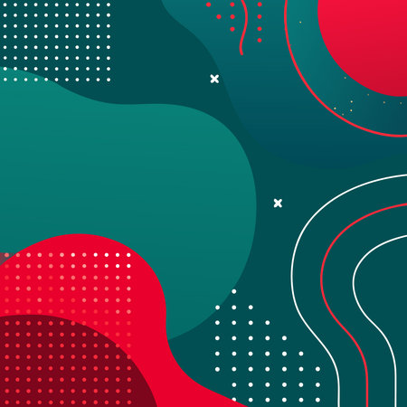 Abstract teal and red shapes background design