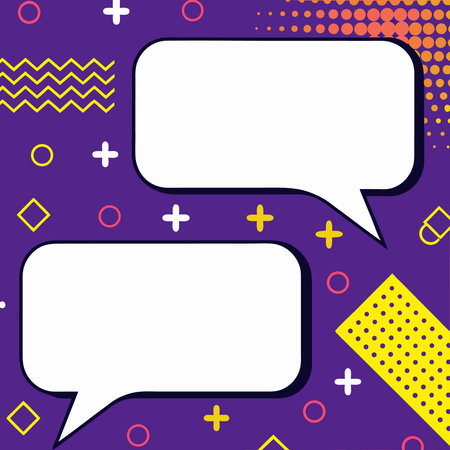 Abstract graphic design with two speech bubbles, vibrant color palette andのイラスト素材