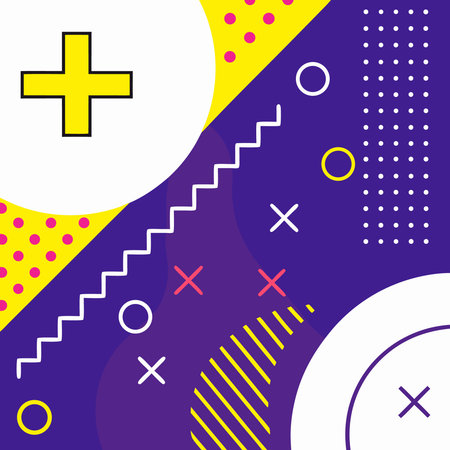 Abstract graphic design with vibrant yellow, purple, and pink elementsのイラスト素材