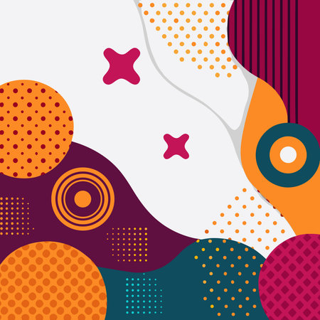 Abstract art featuring vibrant organic shapes and bold patternsのイラスト素材