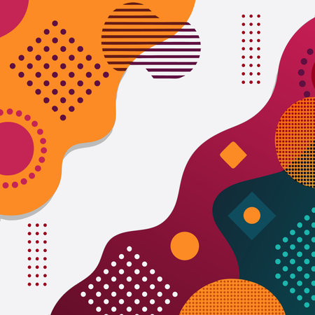 Abstract artwork featuring vibrant, organic shapes and bold geometric patternsのイラスト素材