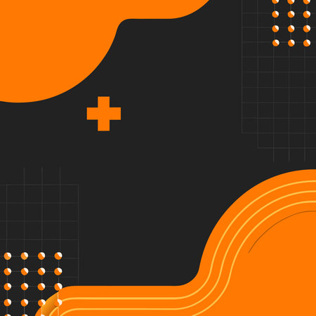 Abstract geometric design with orange and black shapesのイラスト素材