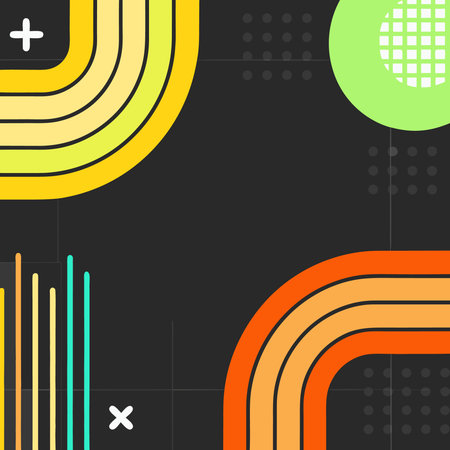 Abstract geometric artwork with vibrant curves and dots