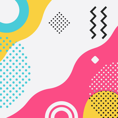 Vibrant abstract artwork featuring bold geometric shapes and playful polka dotsのイラスト素材