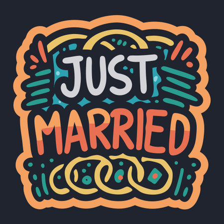 Celebratory 'Just Married' vector art evokes joy and new beginnings feelings.のイラスト素材