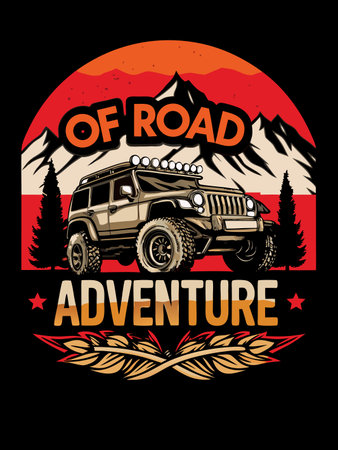 Illustration of a four-wheel drive vehicle ready for an off-road adventure.のイラスト素材
