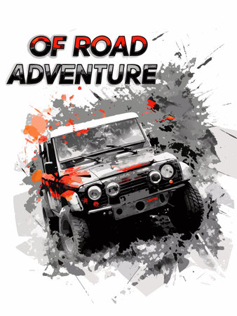 Illustration portrays an off-road vehicle against an abstract, gritty backdrop.のイラスト素材