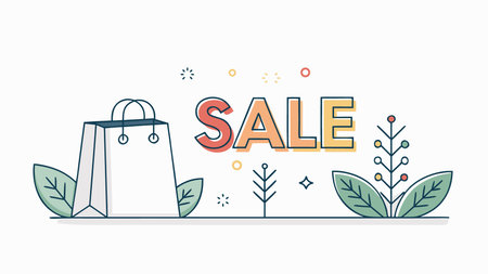 Modern shopping design with a bag and the word 'sale' for advertising use.のイラスト素材