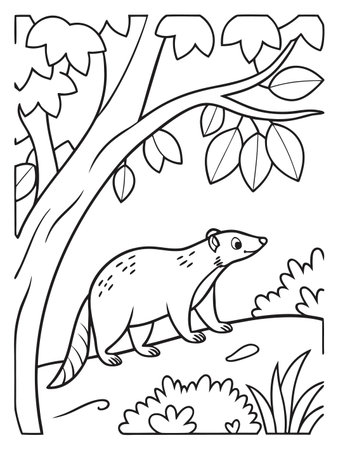 Whimsical outline illustration of a zebra and elephant in sunny savannaのイラスト素材