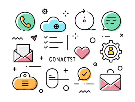 A vector graphic of communication icons set against a white background.のイラスト素材