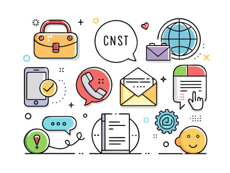 Collection of colorful vector icons depicting communication and technologyのイラスト素材