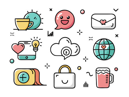 Colorful education icons presenting graduation, books, and knowledge symbolisms.のイラスト素材