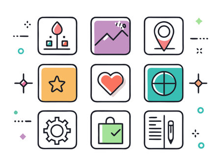 Collection of various simple icons that represents services or applications.のイラスト素材