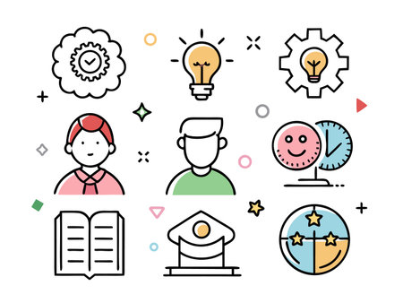 Icons are related to education and knowledge in clean and modern design.のイラスト素材