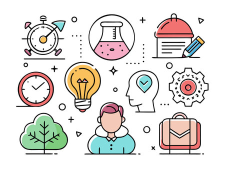 Conceptual design showcases balanced ideas, achievement and personal growth.のイラスト素材