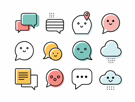 Collection of cute outlined cartoon homes and simple iconographic elements.のイラスト素材