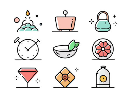 Various simple, outlined objects in a minimal style, set against white backdrop.のイラスト素材