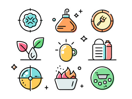Collection of vibrant app icons representing various functions and features.のイラスト素材