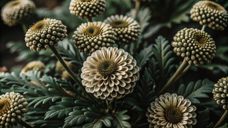 A close-up of white and green flowers with a soft focus.の素材