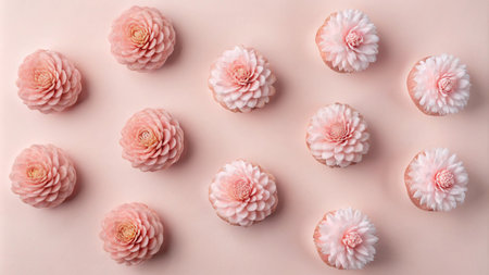 A pattern of light pink flowers on a pink background.の素材