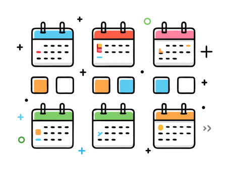 Various stylized speech bubbles and social media icons in colorful design.のイラスト素材