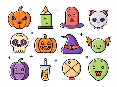 Colorful vector icons symbolizing communication, ideas, and workflow management.のイラスト素材