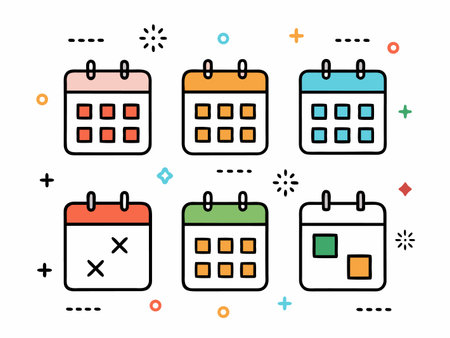 A collection of simple calendar icons represents planning and organization well.のイラスト素材