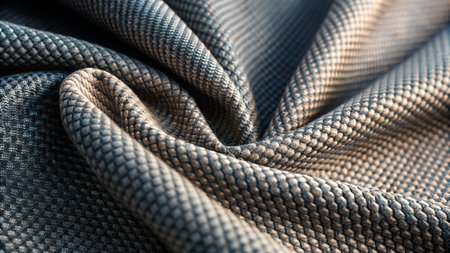 Close-up of a textured fabric with a honeycomb pattern.の素材
