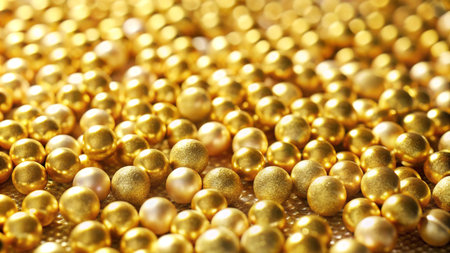 Abstract background of golden spheres.の素材