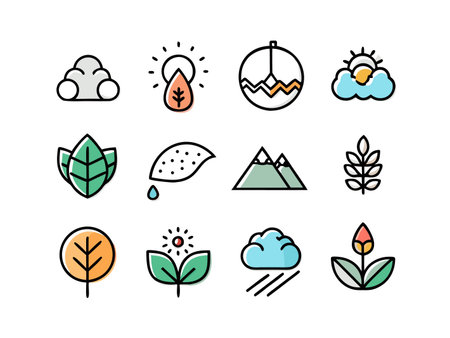 Ecological icon set displays nature and environmental themesのイラスト素材
