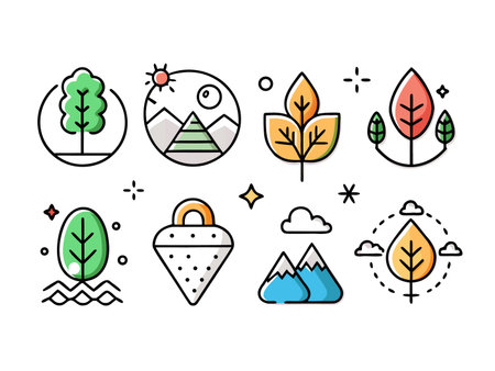 Collection of vector icons depicting nature and environment.のイラスト素材