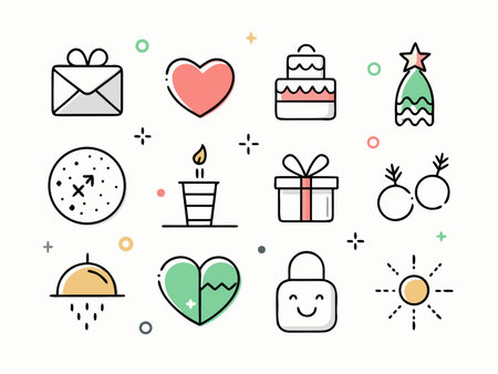 Flat vector illustration with linear design style iconsのイラスト素材