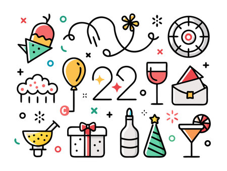 Collection of icons illustrating love and affection themeのイラスト素材