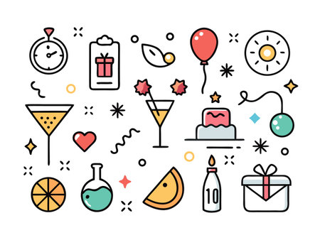 Celebration icons create a festive and playful mood designのイラスト素材