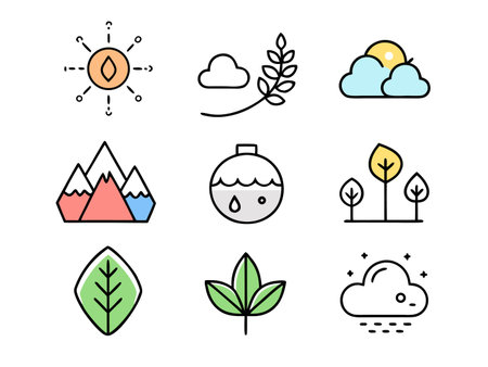 Graphic nature elements in colorful modern vector styleのイラスト素材